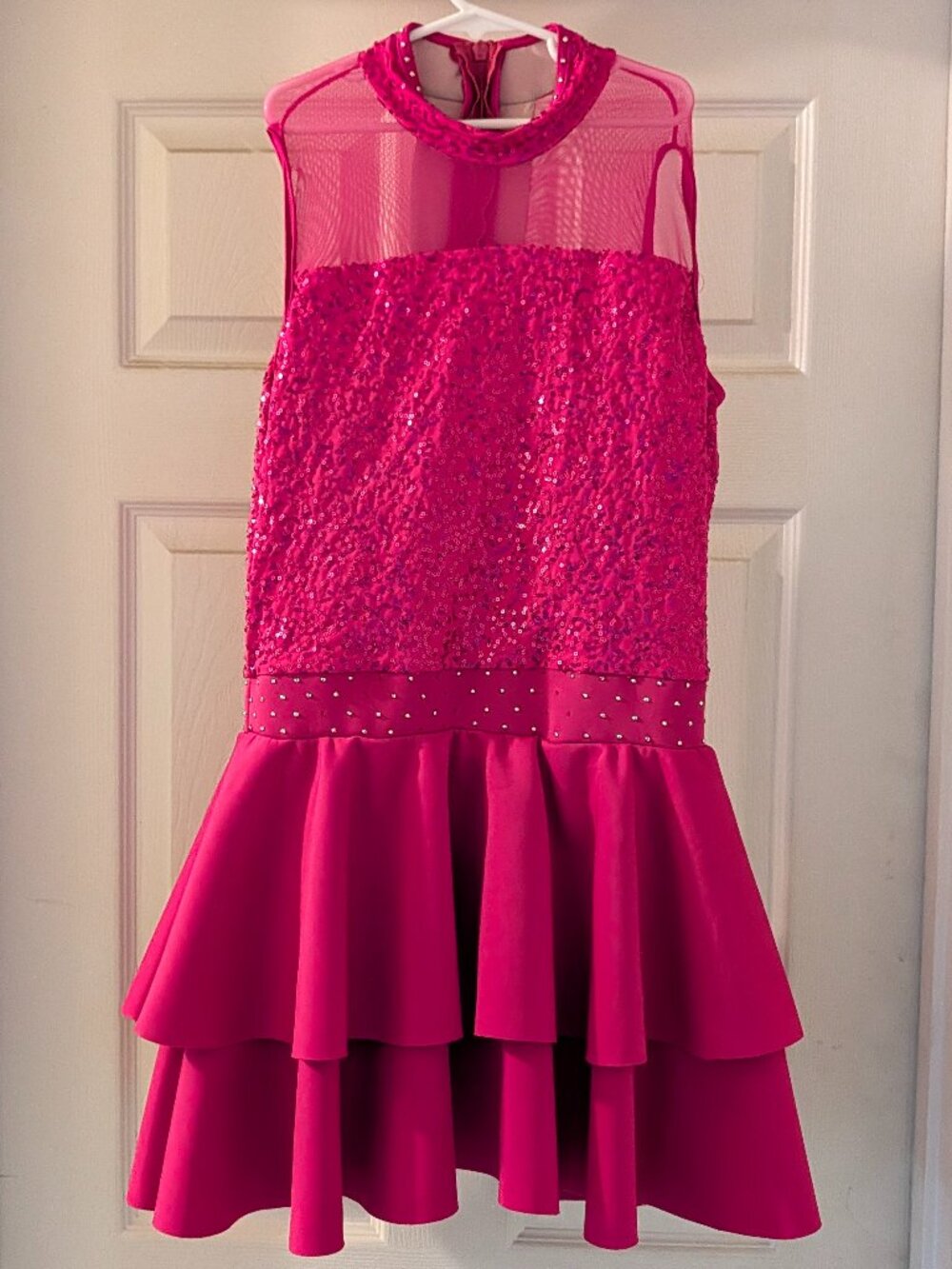 Weissman Hot Pink Sequined Mesh Musical Theater Jazz Dance Dress - Adult LA